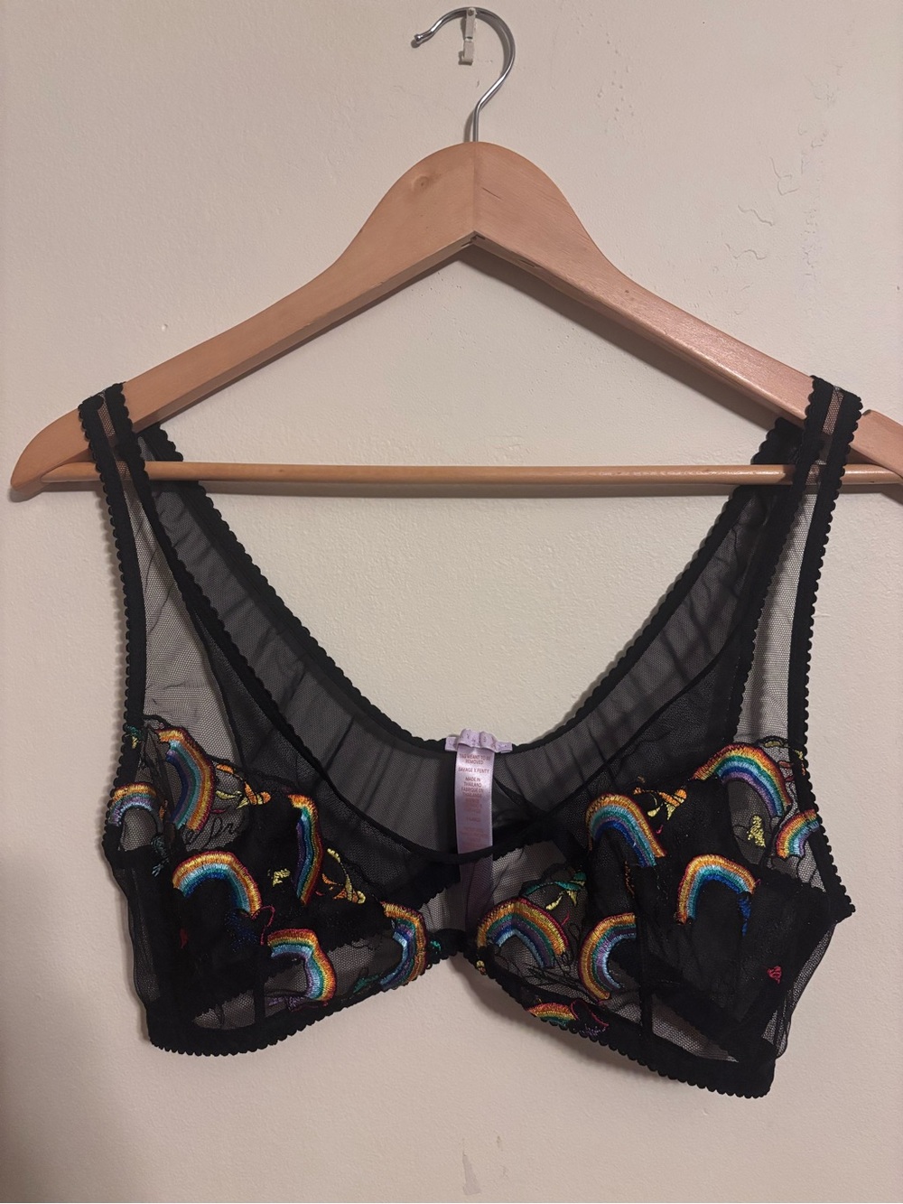 Savage X Fenty Pride Collection Mesh Bra with Rainbow Embroidery